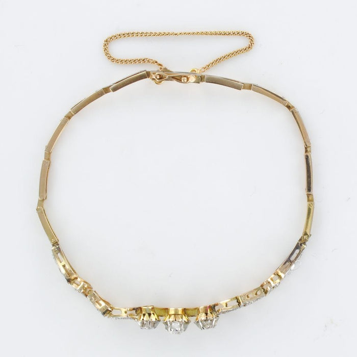 Bracelet Bracelet ancien ligne motif floral serti de diamants 58 Facettes 19-053