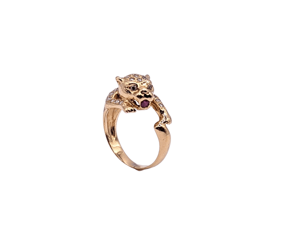 Bague Bague panthère en or et pavage diamants 58 Facettes