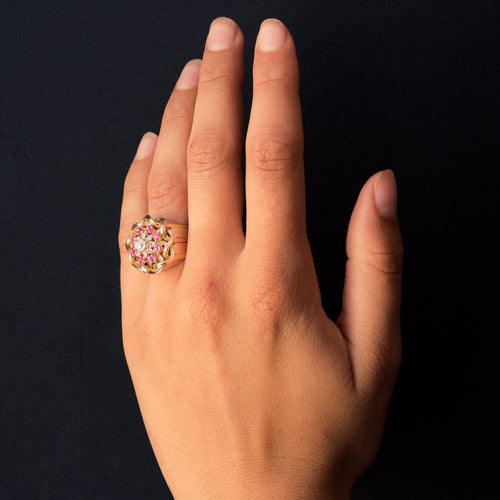 Bague 50 Bague rétro diamants rubis et fils d'or entrelacés 58 Facettes 20-155-49