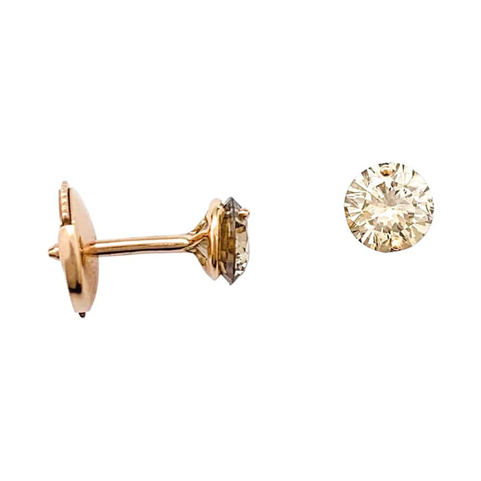 Boucles d'oreilles Puces diamants en or rose. 58 Facettes 29610