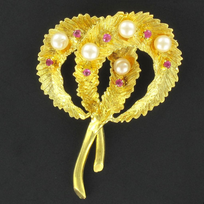 Broche Broche vintage or perle rubis 58 Facettes 17-055
