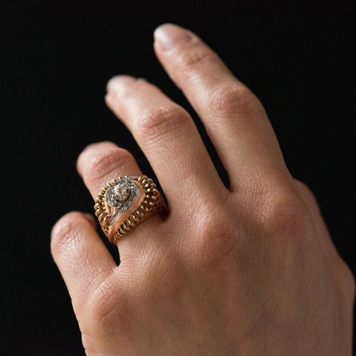 Bague 51 Bague rétro tourbillon de diamants 58 Facettes 19-084-55