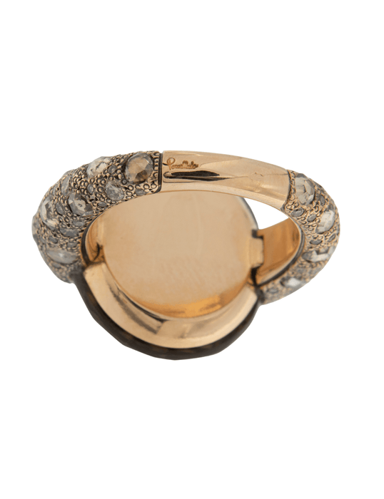 Pomellato - Tango Ring Large Model Yellow Gold, Faceted Smoky Quartz and Diamonds
