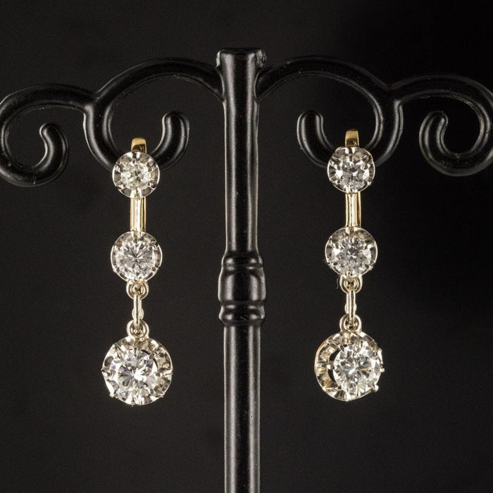 Boucles d'oreilles Boucles d'oreilles trembleuses diamants 19ème siècle 58 Facettes 18-145