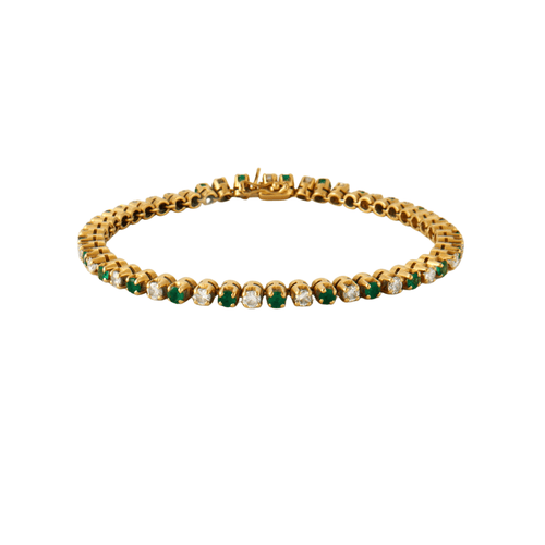 Bracelet BRACELET RIVIERE EMERAUDES ET DIAMANTS OR JAUNE 58 Facettes
