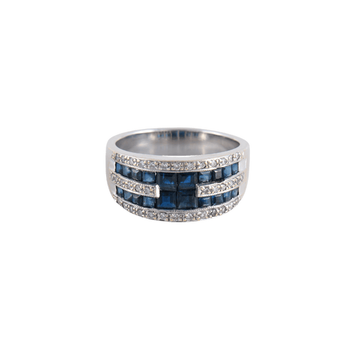 Bague 56 Bague Saphirs calibrés et Diamants 58 Facettes FM94