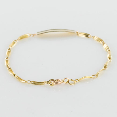 Ancien Bracelet Gourmette couleur Or élégant original large Bijou Ancien Bracelet Gourmette couleur Or élégant original large Bijou