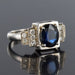 Ring 48 Sapphire diamond ring art deco style 58 Facettes 15-229-48
