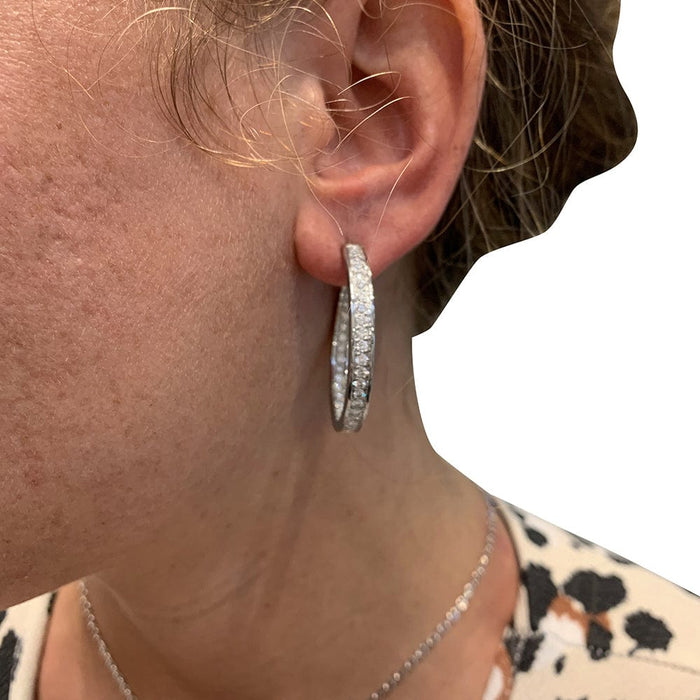 Boucles d'oreilles Boucles d'oreilles créoles Cartier, or blanc, diamants. 58 Facettes 29956