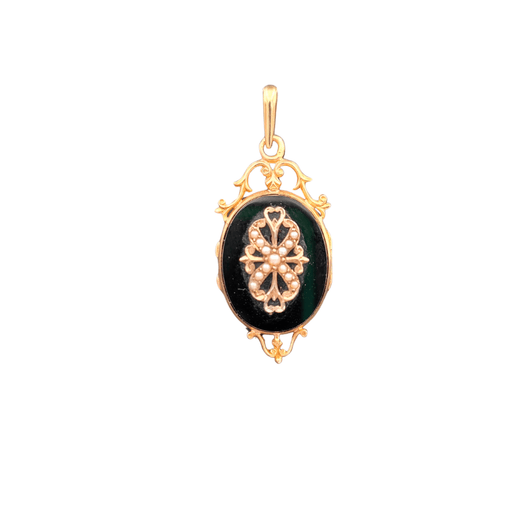 Accessoire Pendentif Napoleon III en or 18K onyx et perles 58 Facettes