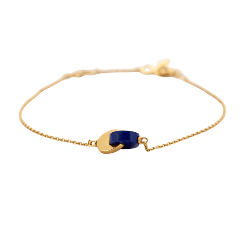 Bracelet Fin Bracelet en or jaune et Lapis-Lazuli 58 Facettes DV0534-15