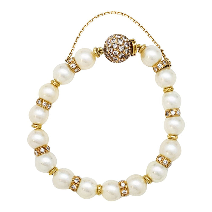 Bracelet Bracelet perles akoyas en or jaune et diamants. 58 Facettes 30509