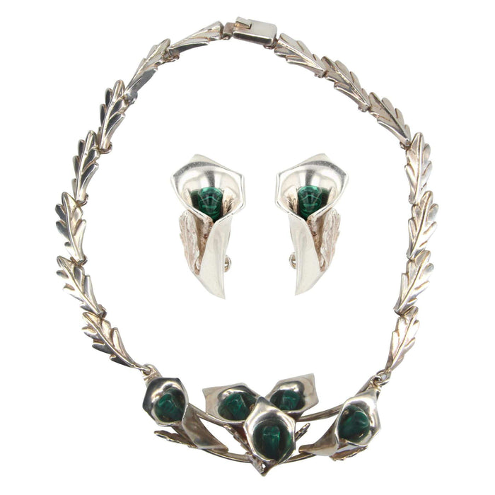 Boucles d'oreilles Parure en argent et malachite 58 Facettes 21-106