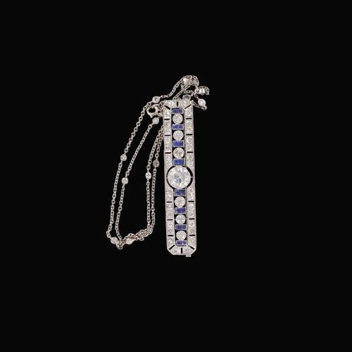 Collier Collier "Plaque Art Déco" Or blanc - Diamant 58 Facettes