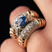 Ring 49 Old sapphire diamond ring with gadroons 58 Facettes 20-047-49