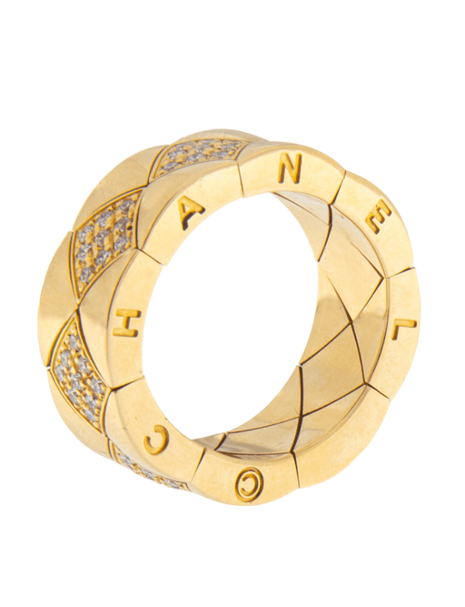 Bague 50 Chanel - Bague Matelassée en or jaune et diamants 58 Facettes