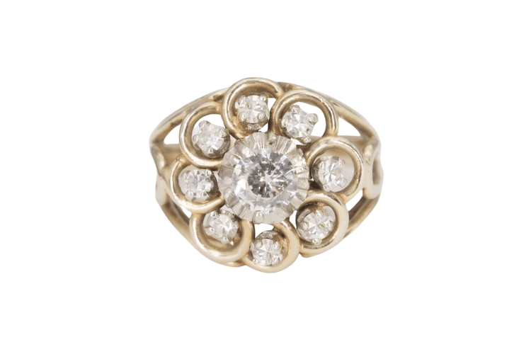 Bague 54 Bague  ancienne dôme diamants 58 Facettes