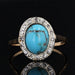 Bague 51 Bague ancienne ovale turquoise et diamants 58 Facettes 21-243-51