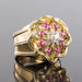 Ring 50 Retro ring with ruby ​​diamonds and intertwined gold threads 58 Facettes 20-155-49