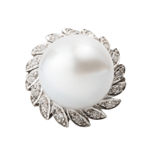 Bague 53 Bague platine, diamants et perles de culture 58 Facettes