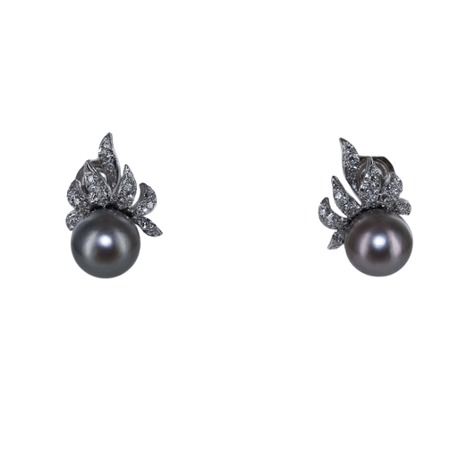 Boucles d'oreilles Boucles à clips perles de Tahiti et diamants 58 Facettes
