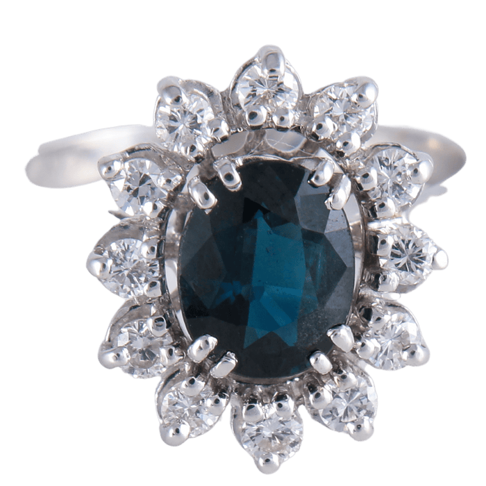 Bague Bague Marguerite Saphir 1.50ct Diamants 58 Facettes 1