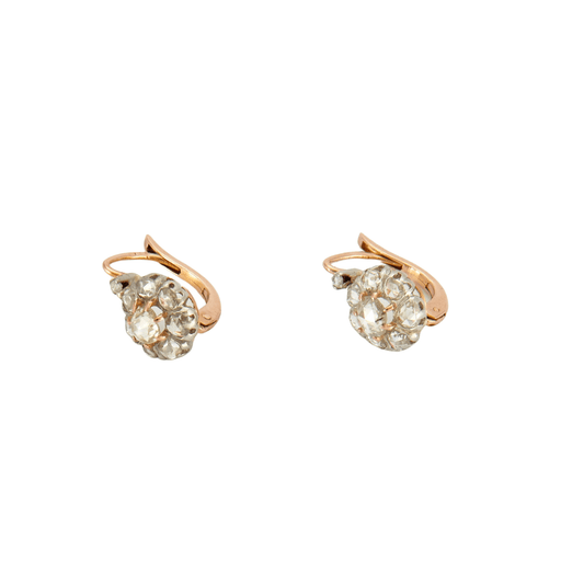 Boucles d'oreilles Paire de dormeuses diamants XIXème siècle 58 Facettes