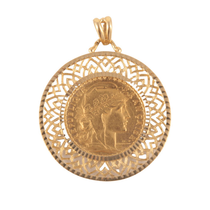 Pendentif Médaille Porte-pièce Marianne Coq 58 Facettes 0