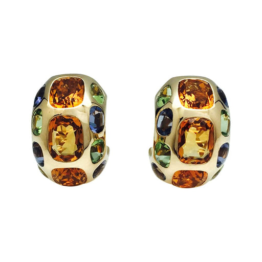 Boucles d'oreilles Boucles d'oreilles Chanel, modèle "Coco", or jaunes et pierres fines. 58 Facettes 28119