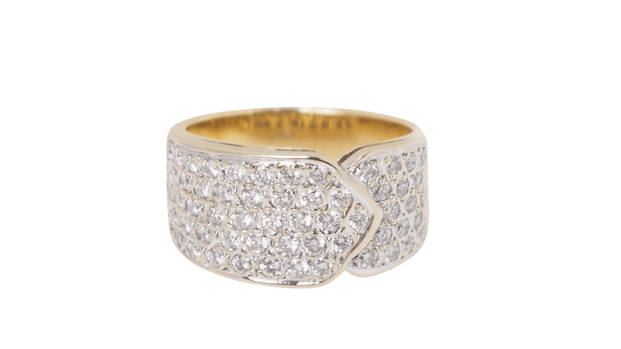 Bague 54 Bague ruban or jaune diamants 58 Facettes 32537