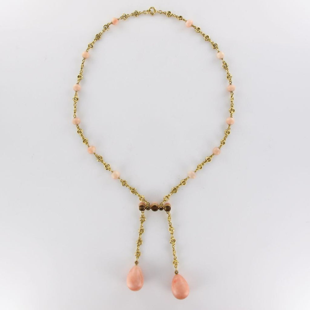 Deux Colliers Anciens En Corail Peau D'ange - Corail Naturel - Occasion