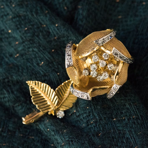 Broche Ancienne bouquet De Fleurs Or Jaune 18 Carats D Broche Ancienne bouquet De Fleurs Or Jaune 18 Carats D