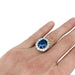 Ring 51 Platinum ring centered on a 6,06 carat sapphire, surrounded by diamonds. 58 Facettes 28528