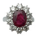Ring 54 White gold ring, oval ruby ​​surrounded by diamonds. 58 Facettes 27163