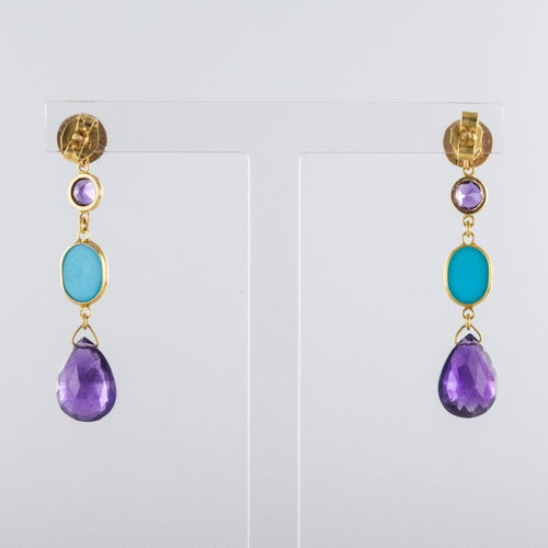 Boucles d'oreilles Boucles d'oreilles améthystes turquoises 58 Facettes 15-272