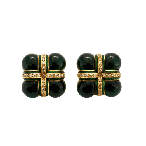 Boucles d'oreilles Boucles d'oreilles trèfle Tourmalines vertes Diamants 58 Facettes