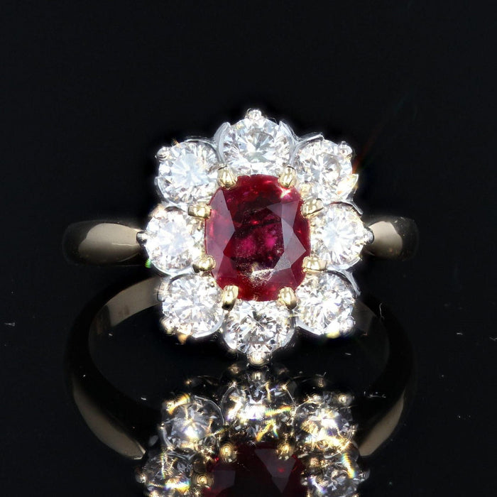 Bague 53 Bague marguerite de rubis et diamants 58 Facettes AG33DP-53