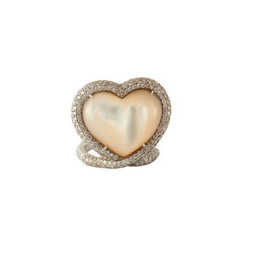 Bague 53 Bague Coeur Diamants Nacre 58 Facettes