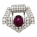 Broche Broche Cartier Art Déco en platine diamants et rubis étoilé. 58 Facettes 30488