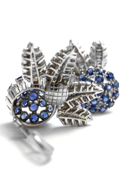 White gold, sapphires and diamonds earrings.