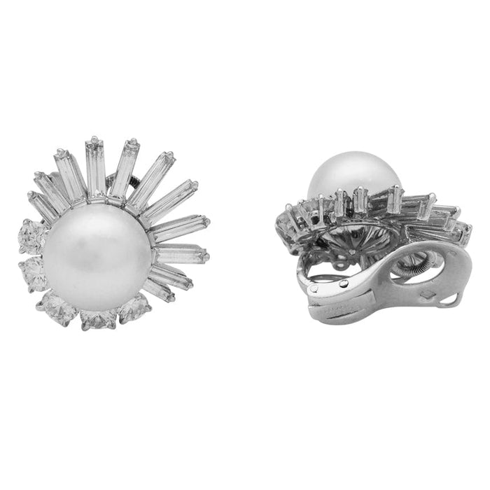 Earrings signed M.Gérard, platinum, diamonds and South Sea pearls.