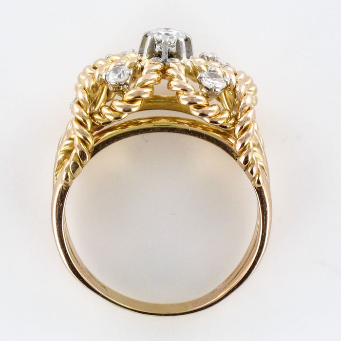 Bague 53 Bague ancienne cordes d'or et diamants 58 Facettes 15-344-53