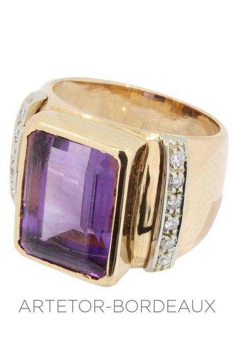 Ring 52 Amethyst and diamond tank ring 58 Facettes 33441
