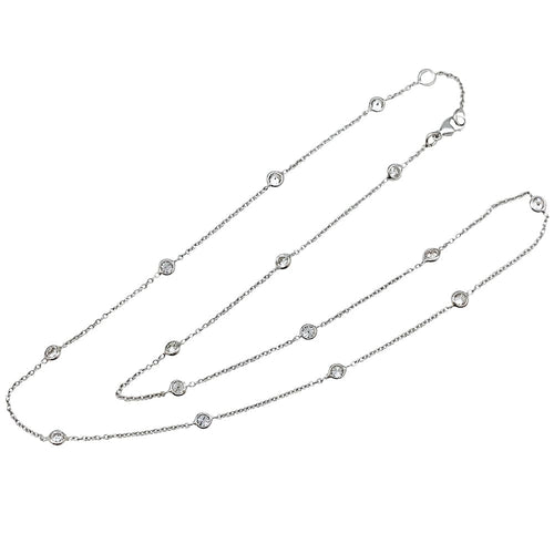 Collier Collier gouttière en or blanc serti de 15 diamants. 58 Facettes 30536