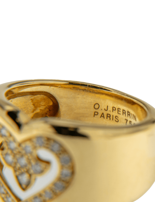 O.J. Perrin - Bague Motif Cœur en or jaune et diamants
