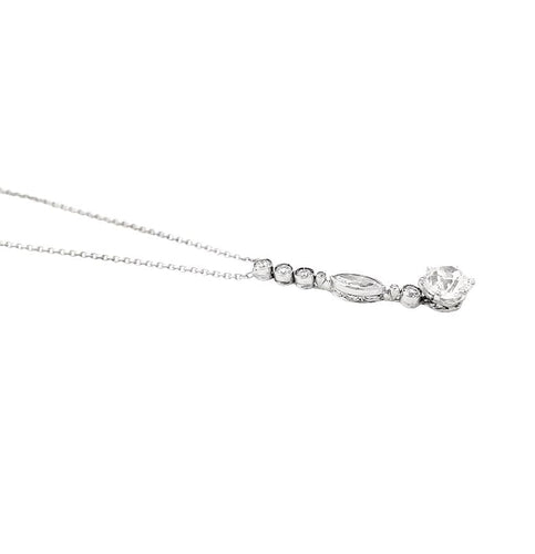 Collier Collier style Art Déco en or blanc platine et diamants. 58 Facettes 30602