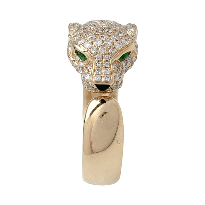Ring 67 Cartier “Panthère” model ring in yellow gold, onyx, emeralds and diamonds. 58 Facettes 29715-1