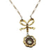 Pendant necklace in gold and platinum, ruby ​​and old cut diamond. 58 Facettes 29216