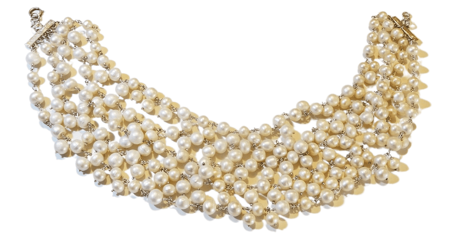 Collier Silver and Pearl Necklace 58 Facettes