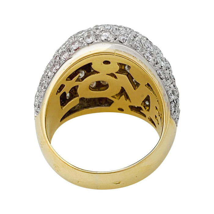 Two gold dome ring, diamonds.